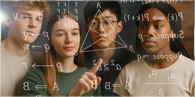 Symbolbild Jugendliche betrachten höhere Mathematik